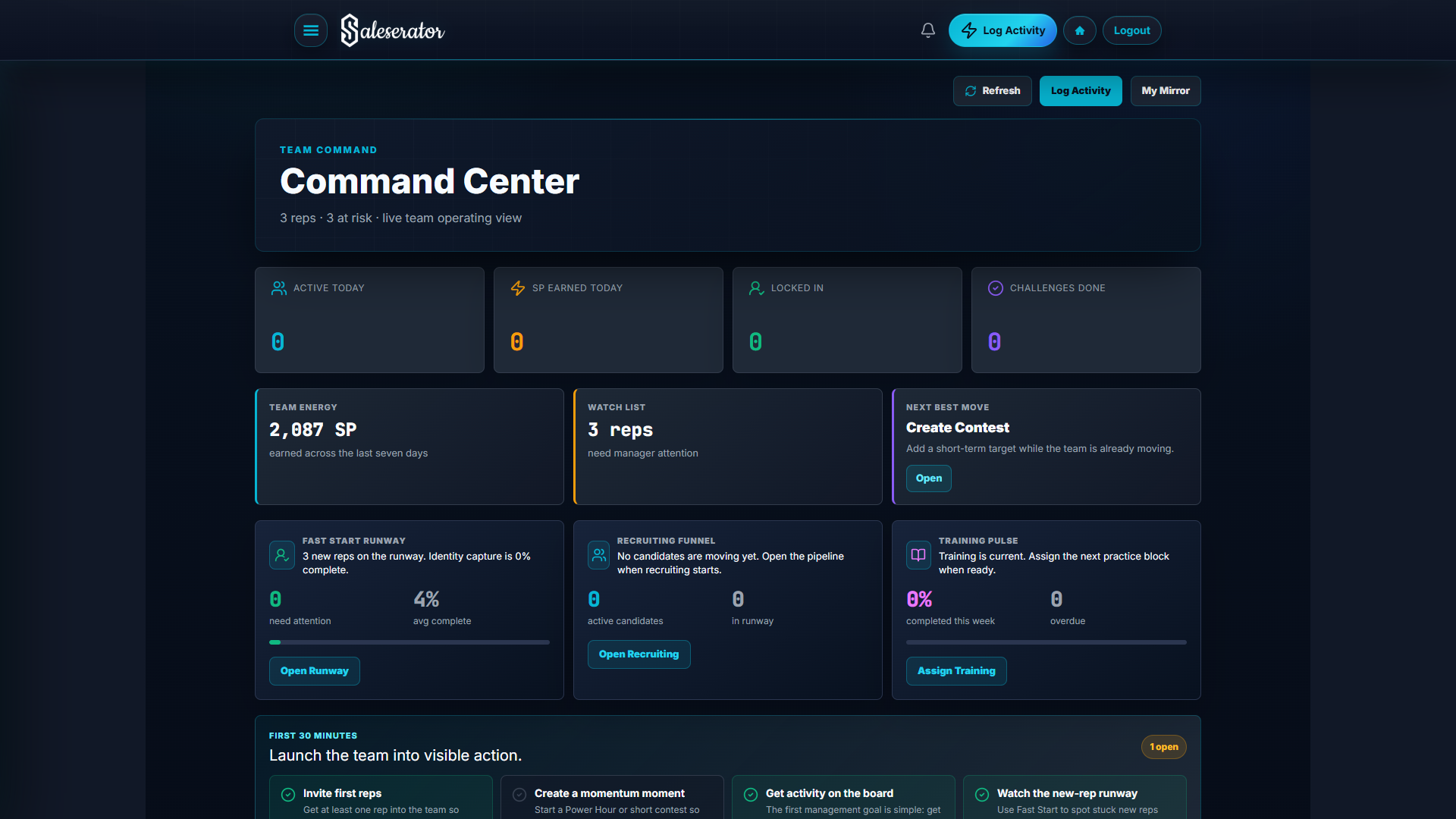 Saleserator manager Command Center